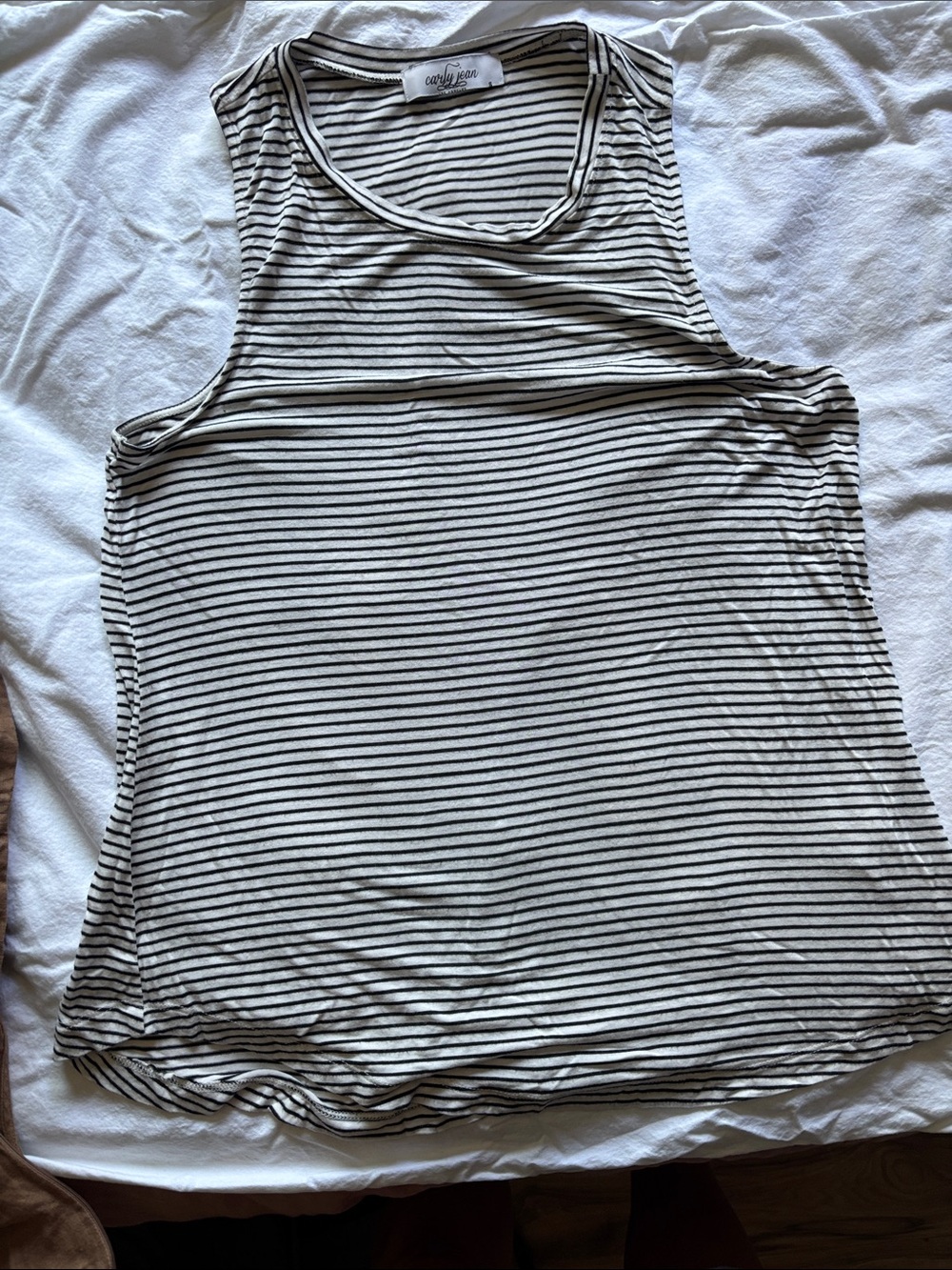 Carly Jean Los Angeles Black & White Striped Tank Top